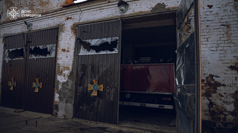 Russians attack fire and rescue unit building in Sumy region with artillery
