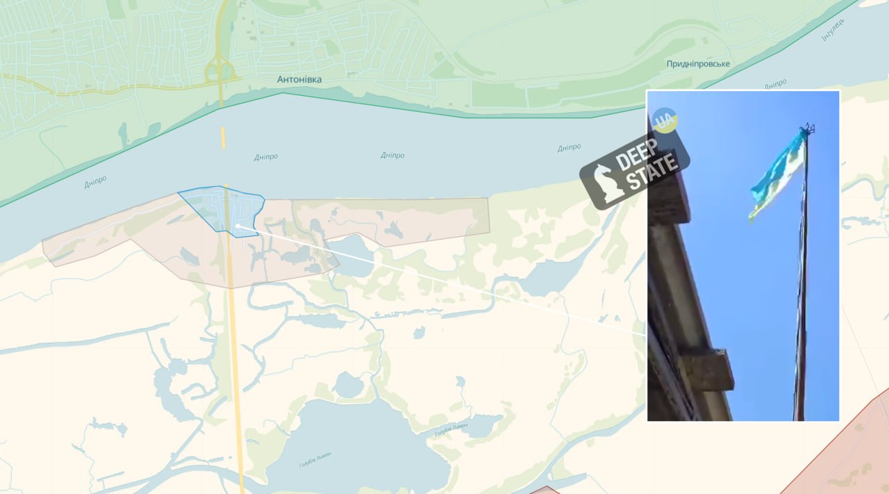 Ukrainian flag raised on left bank of Kherson region, it's a grey zone currently: Video