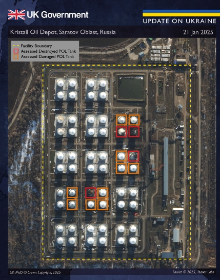 UK intelligence shows consequences of strikes on Russian oil depot