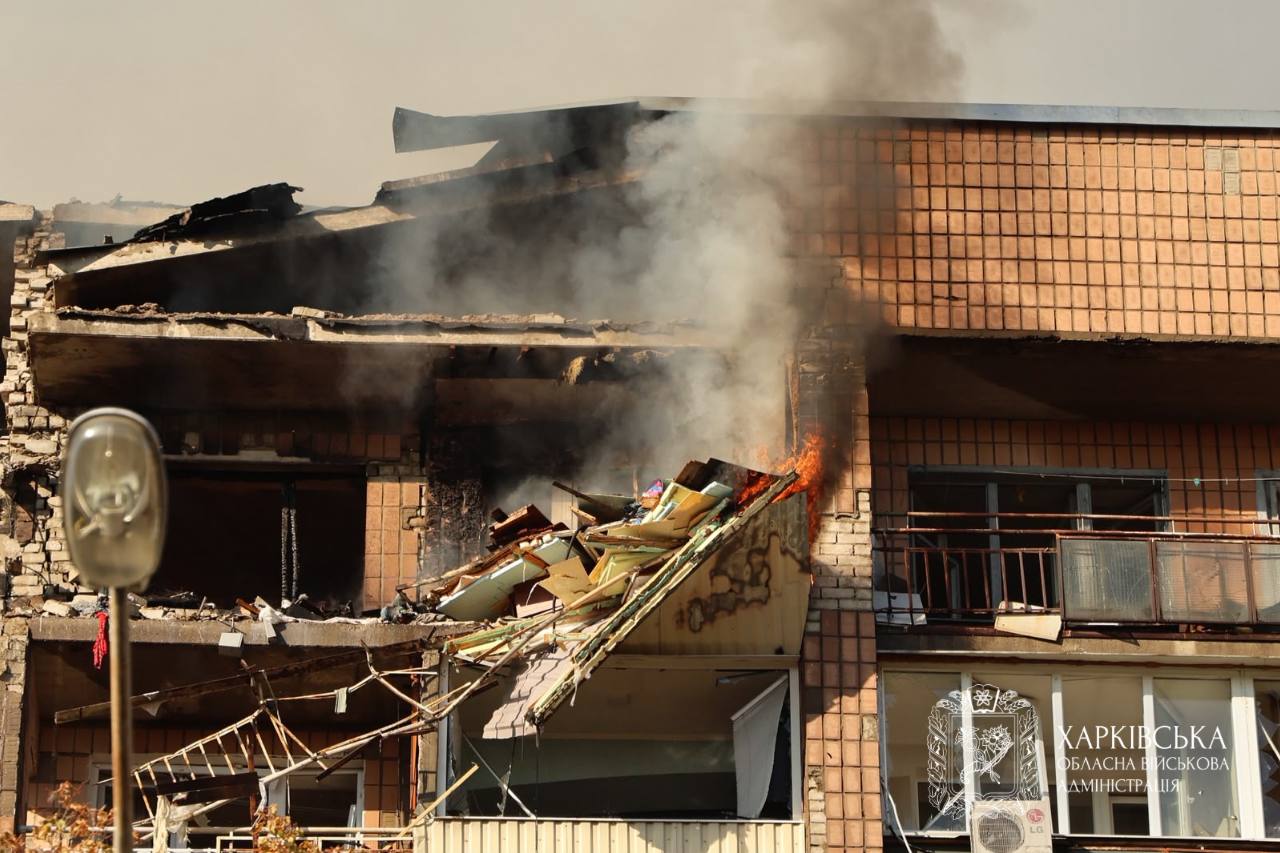 Russian drone strikes apartment building in Kharkiv, destroying three floors