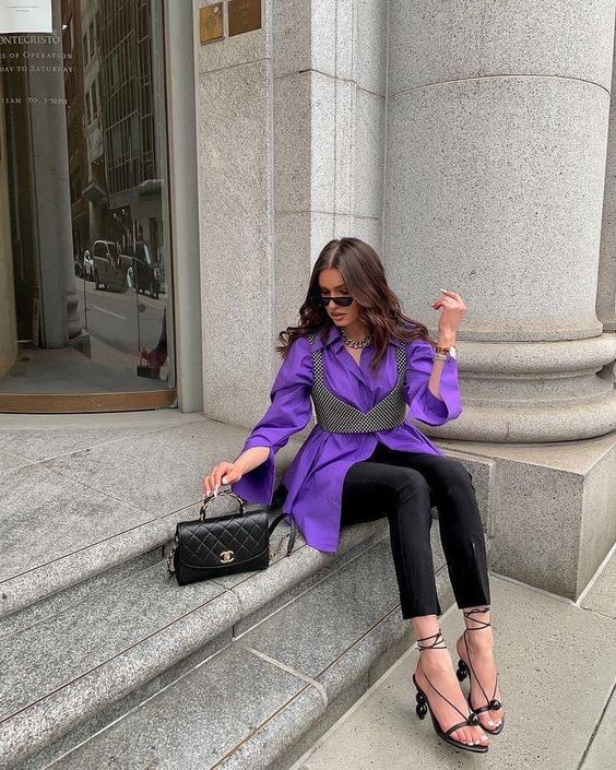 Elevating your wardrobe with stylish touches of purple