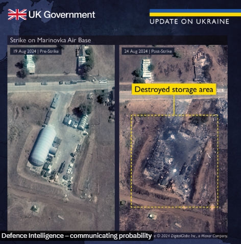 UK intelligence shows satellite images of strike on Russian airbase aftermath