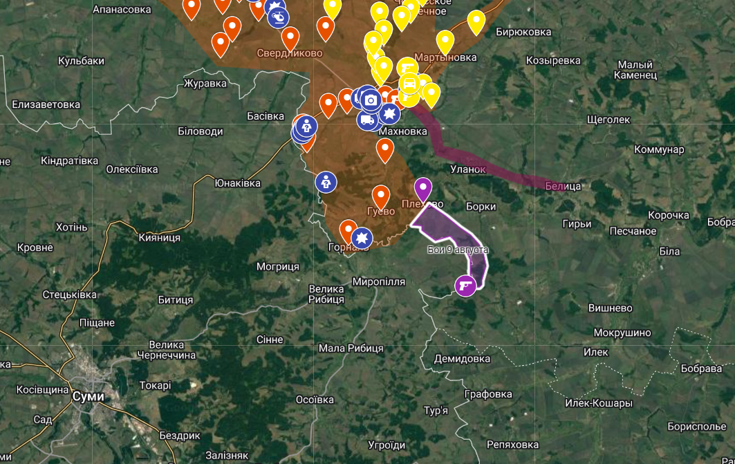 Fighting in Kursk region Map of gray zones as on August 10 RBCUkraine