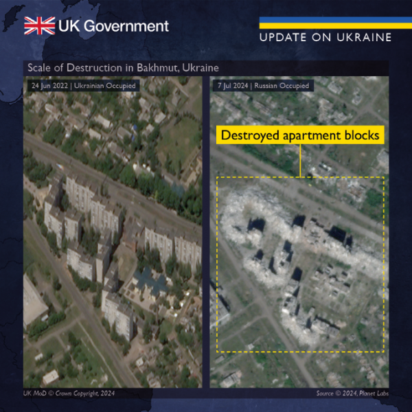 British intelligence reveals extensive destruction in Bakhmut