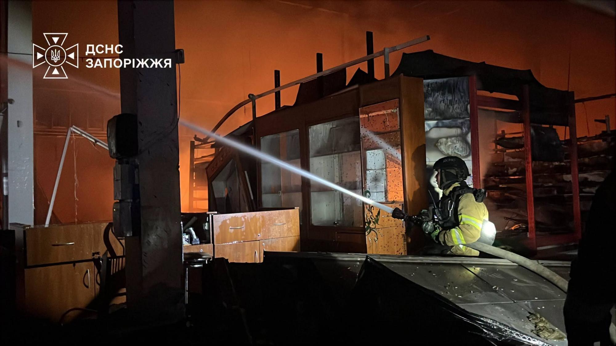 Russian drone strike destroys major shopping center in Ukraine's Zaporizhzhia