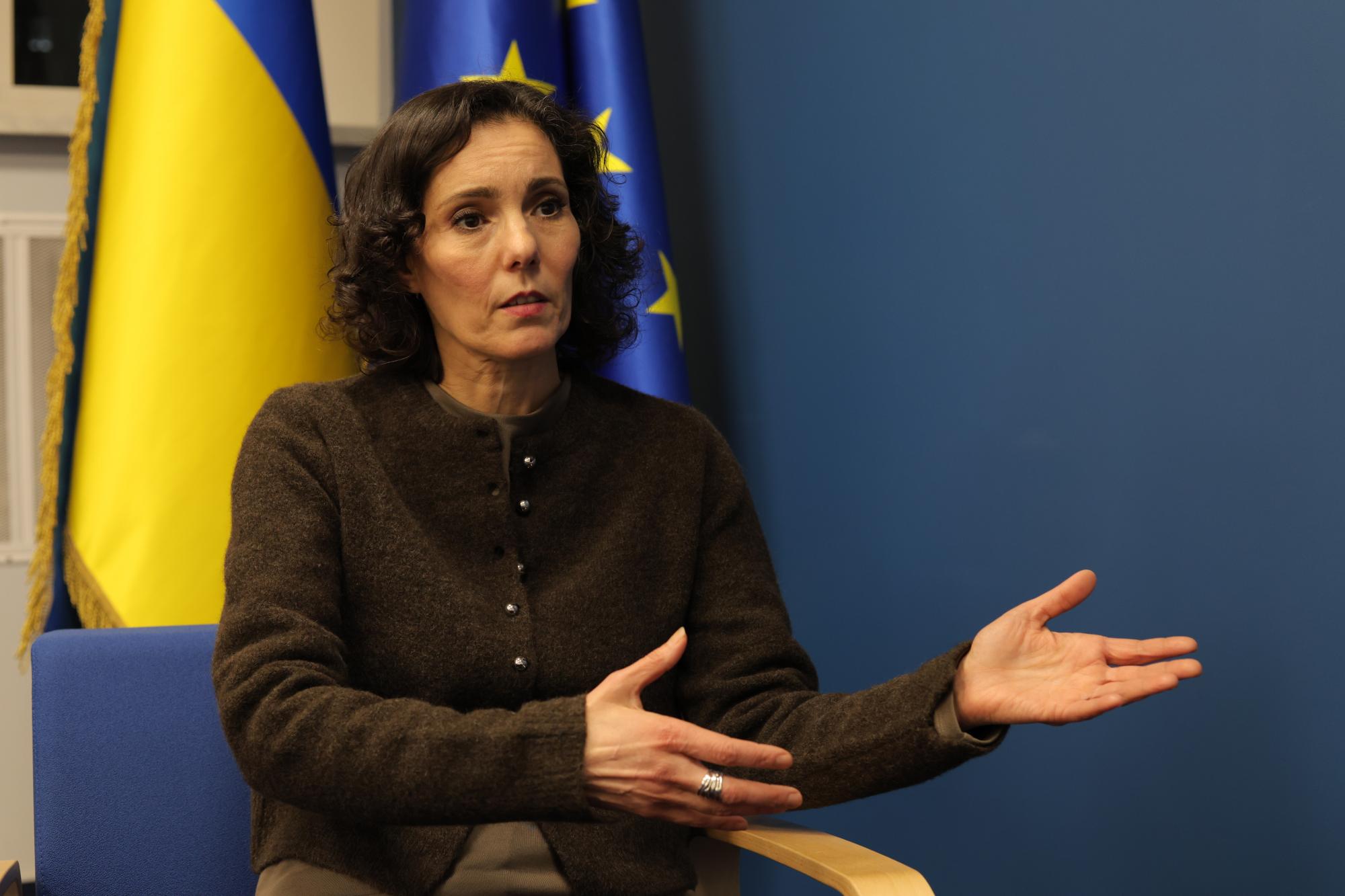 EU aided 9 million Ukrainians, but won't fill US role: Interview with Commissioner Hadja Lahbib