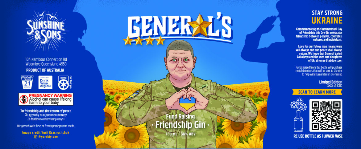 Australia releases gin with Zaluzhnyi's photo to raise funds for demining Ukraine