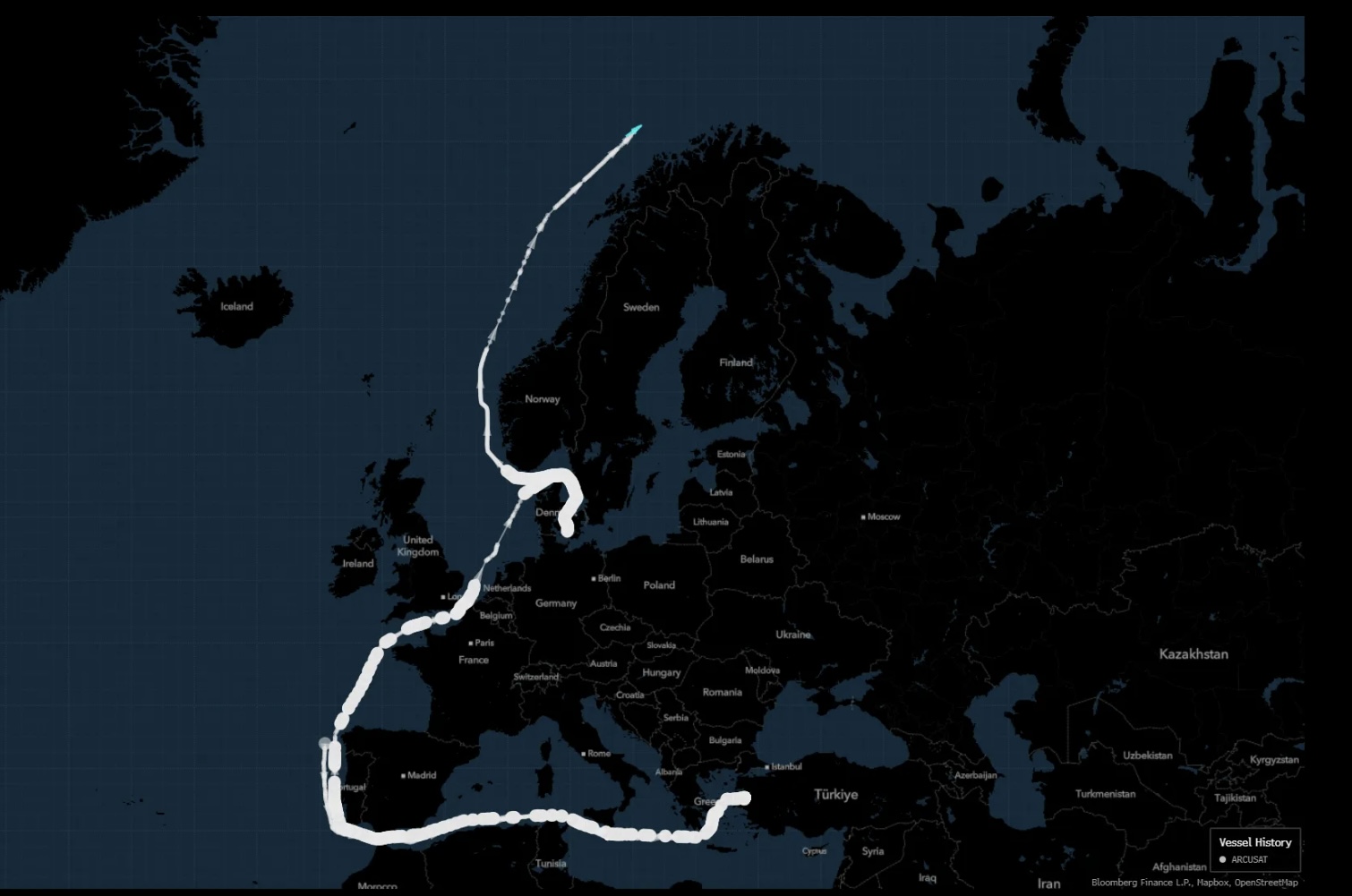 Russian tanker makes sudden turn in Baltic Sea