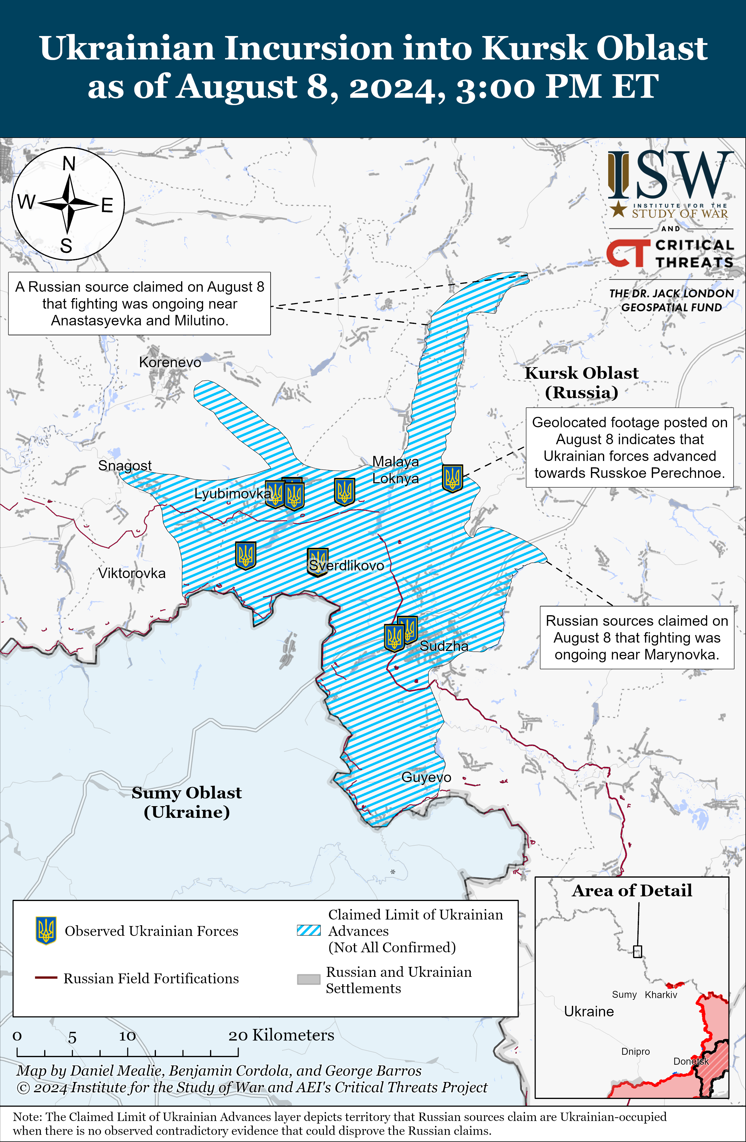 Fighting in Kursk region: Map of gray zones as on August 9