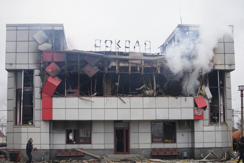 Fastiv’s train station lies in ruins after Russian strike: Report from RBC-Ukraine