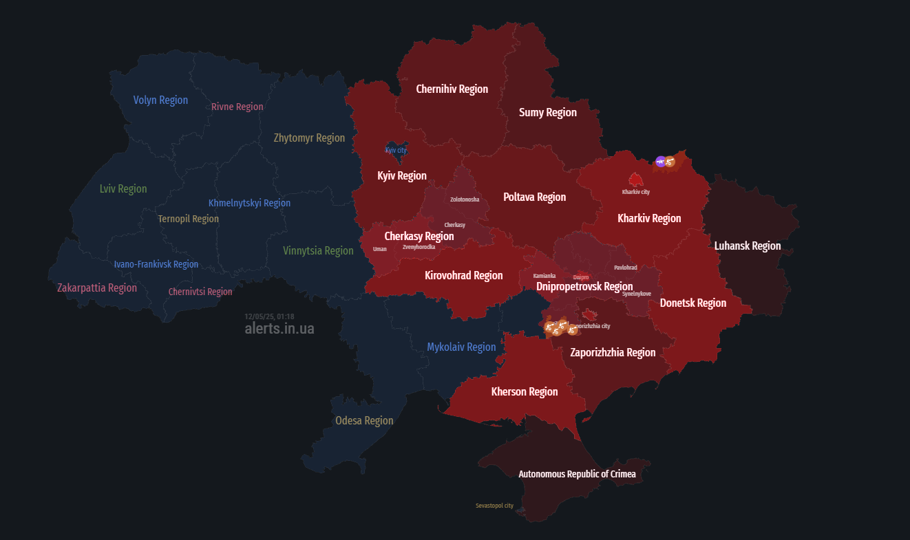Russia strikes Ukraine with Shaheds, spotters direct attacks - Threat zones identified