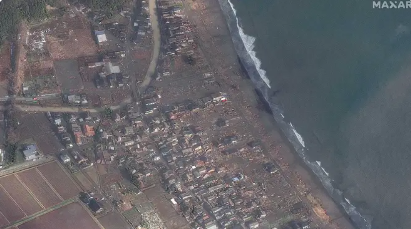 Japan earthquake: Satellite images show wiped-out houses