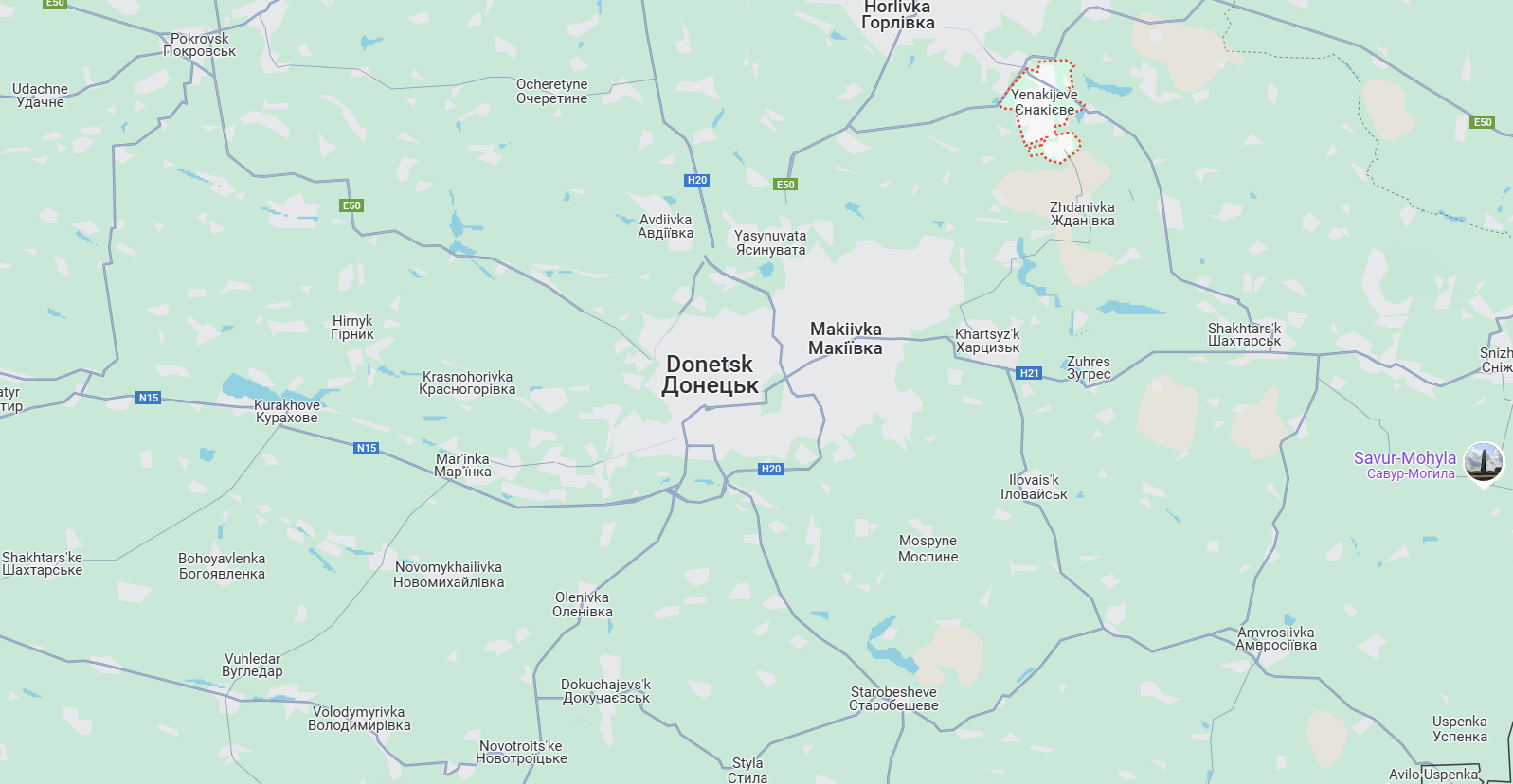Explosions heard in occupied Yenakiieve, possible strike on ammunition depot