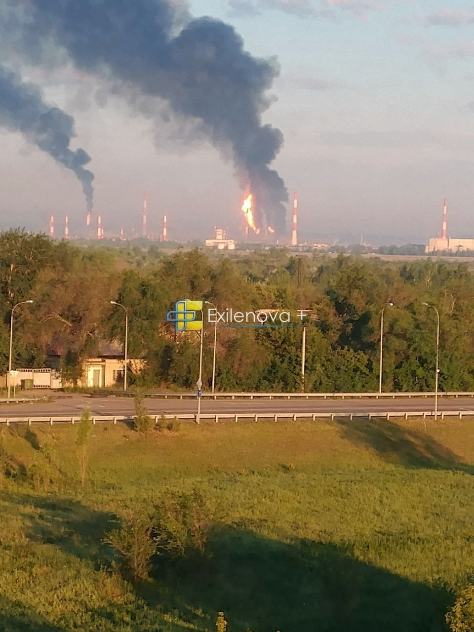 Russian Novokuibyshevsk refinery in flames after repeated drone attack