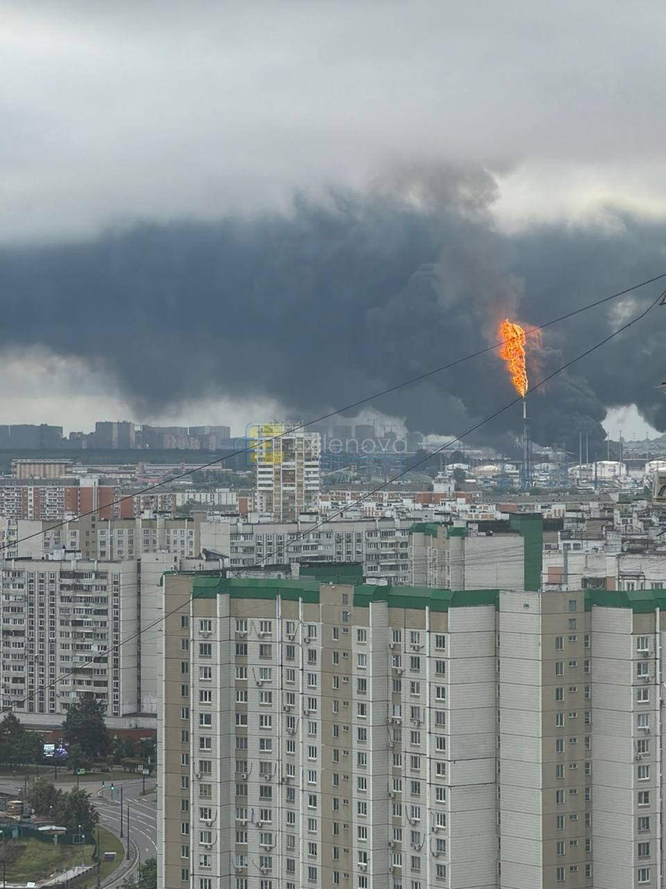 Moscow under drone attack as refinery burns and thick smoke rises over city