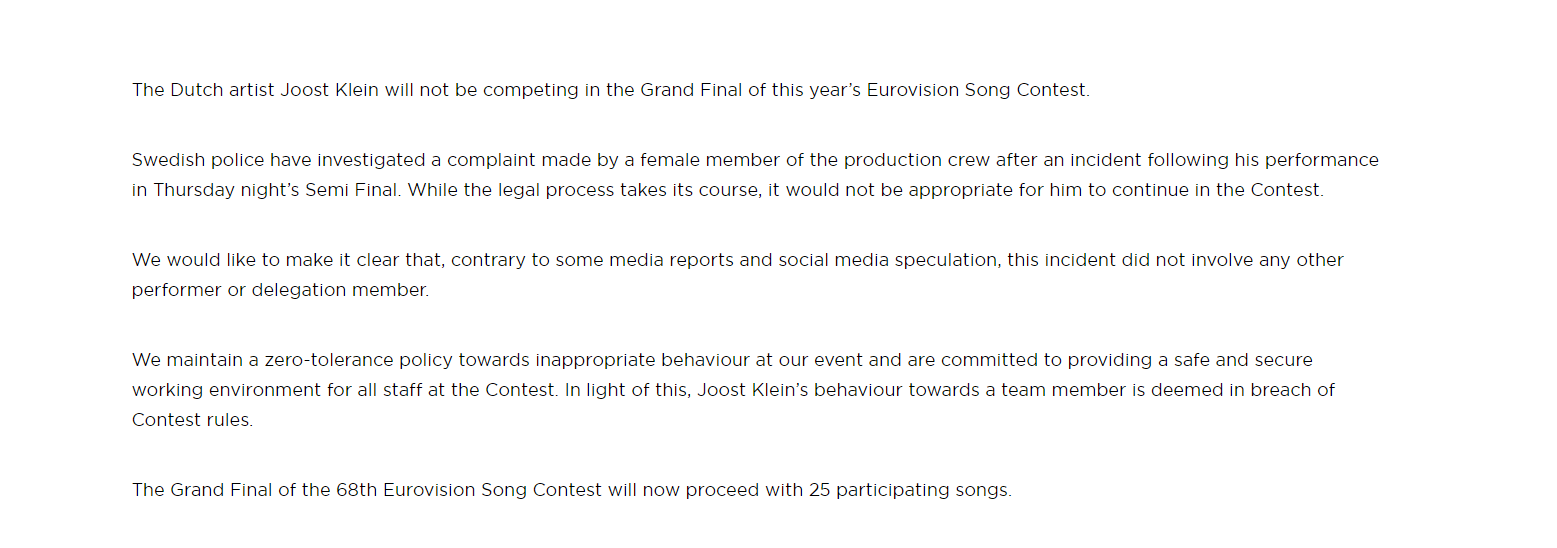 Eurovision 2024: Country drops out right before final