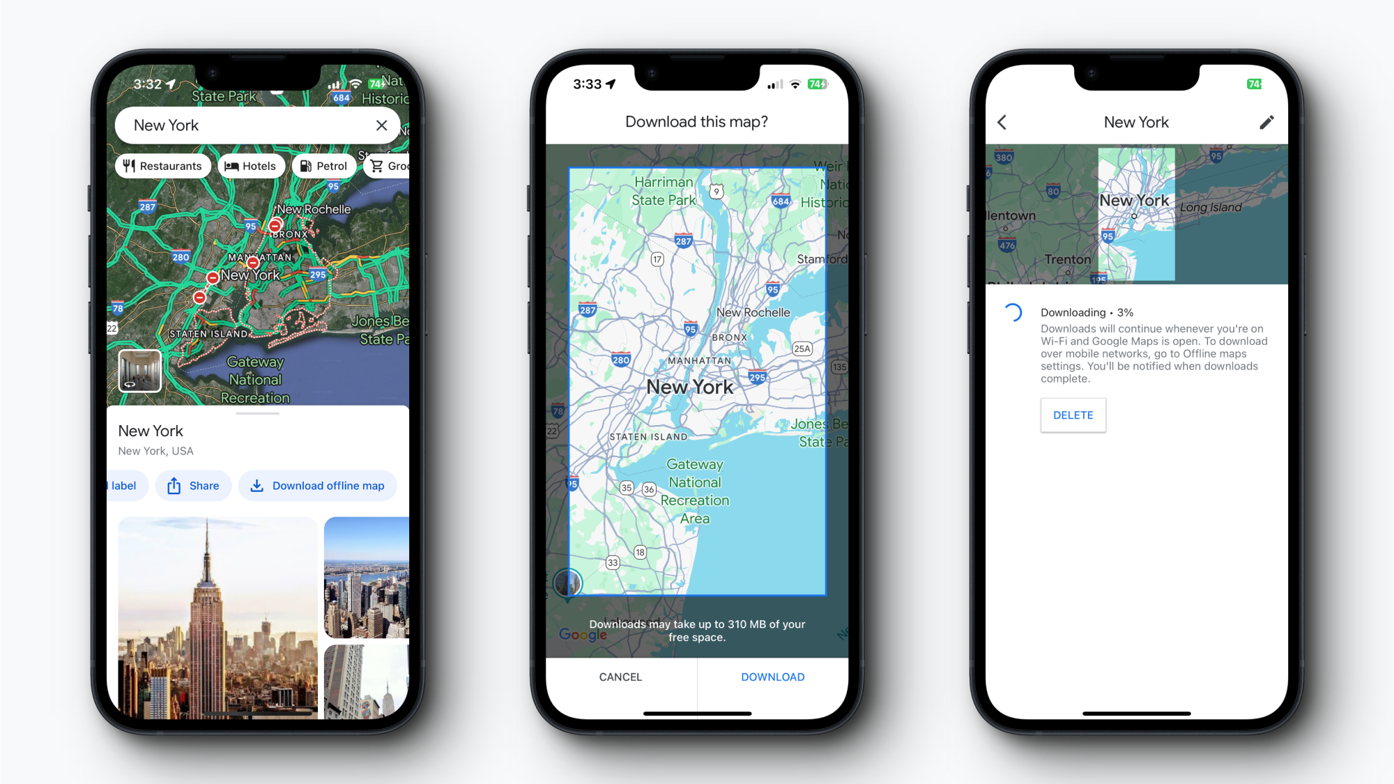 Google Maps: How to save locations when offline