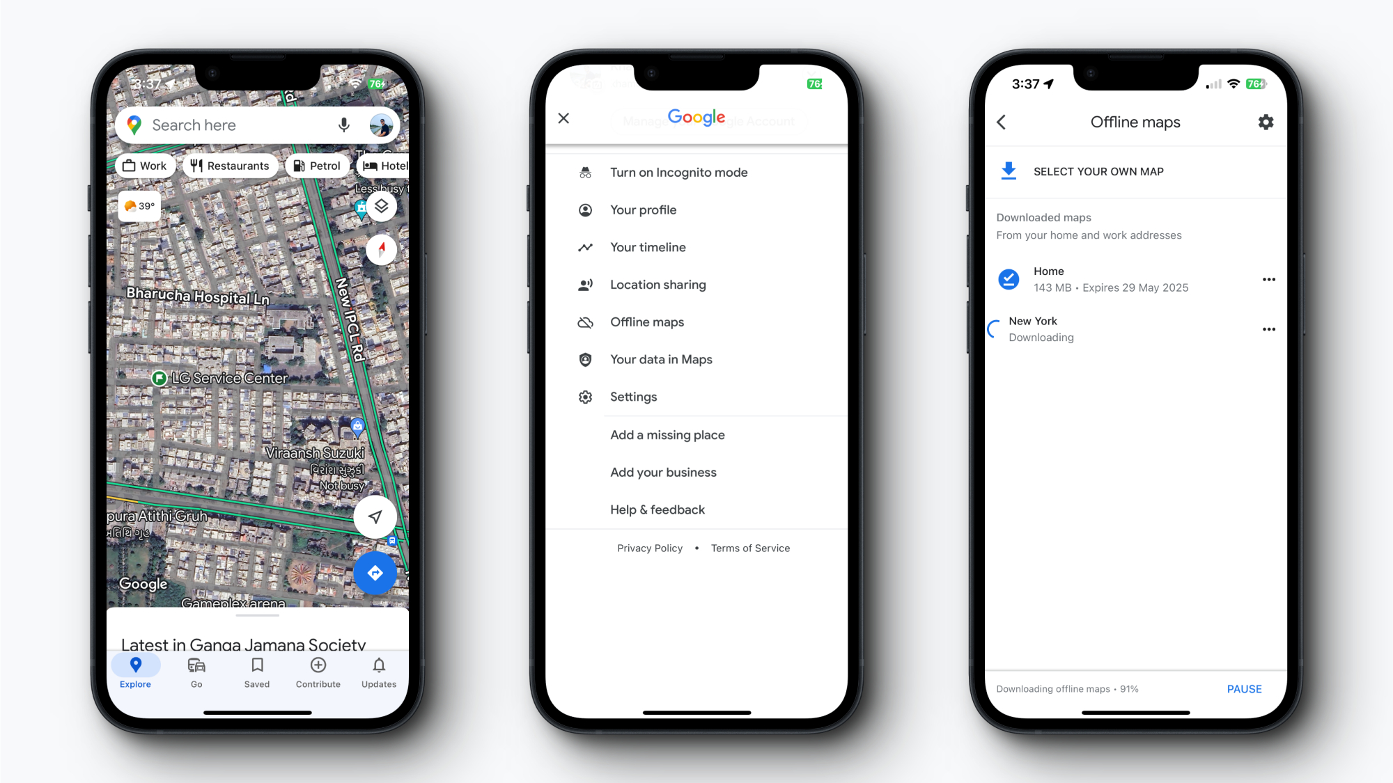 Google Maps: How to save locations when offline