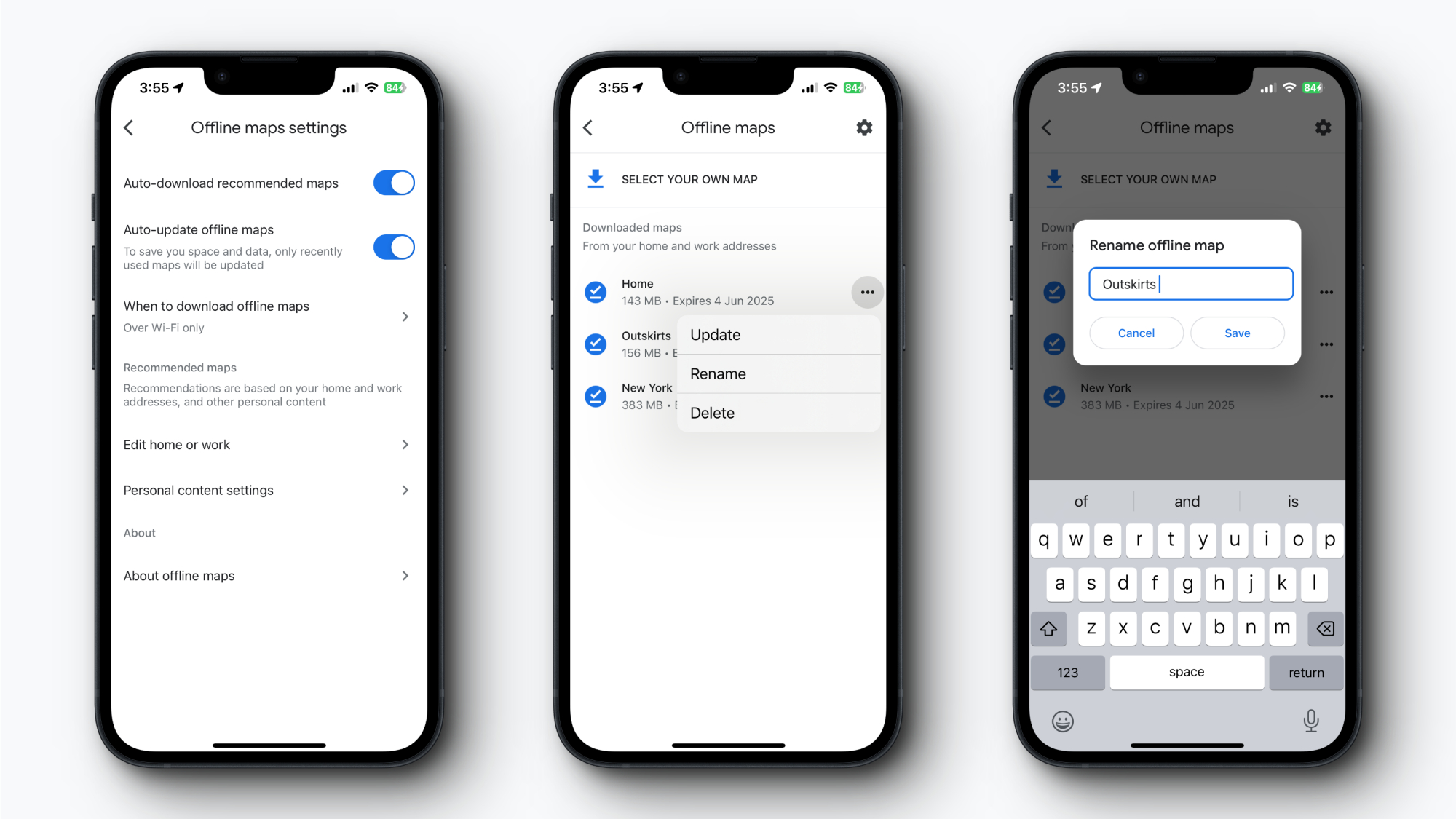 Google Maps: How to save locations when offline