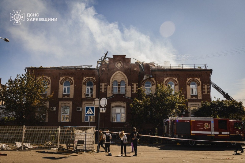 Russia strikes Kharkiv University of Pharmacy: Moment of impact and aftermath photos