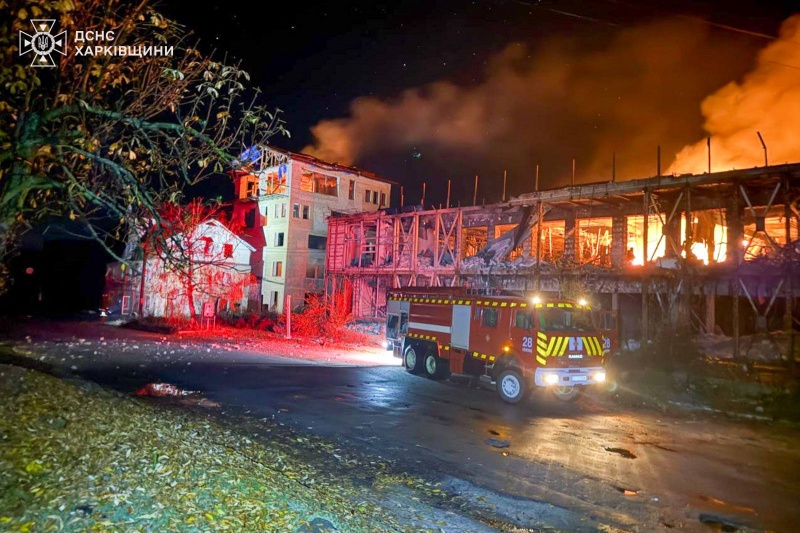 Russia massively strikes Ukraine's Chuhuiv with drones: Warehouse destroyed