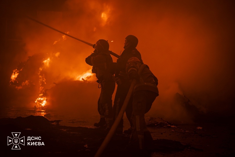 Russia strikes Kyiv for third time in a day, sparking warehouse fire and injuring one