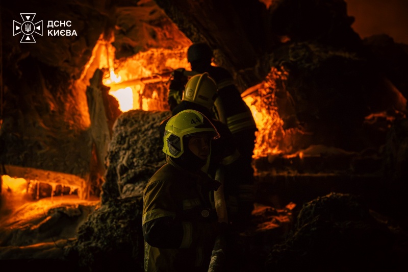 Russia strikes Kyiv for third time in a day, sparking warehouse fire and injuring one