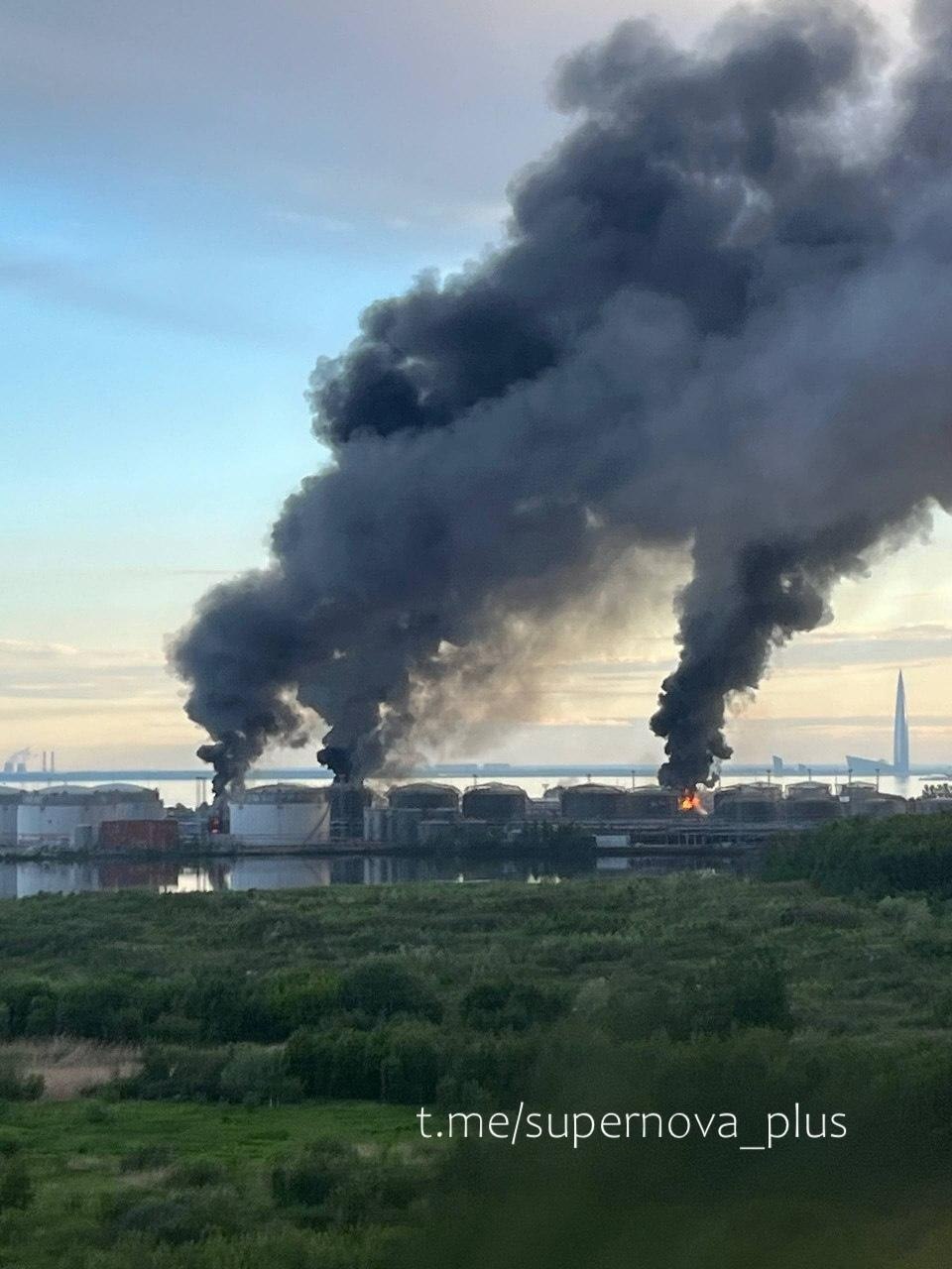Drones strike oil terminal in St. Petersburg, triggering massive fire