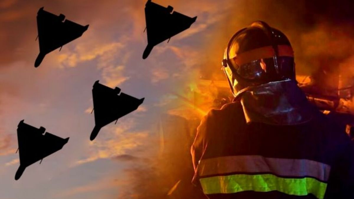 Russians launch massive drone strike on Izium, Kharkiv region, causing fire