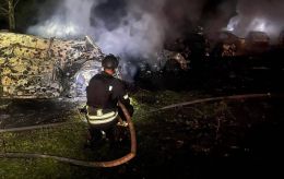 Russian attack damages boarding school in Kyiv, sparks fires