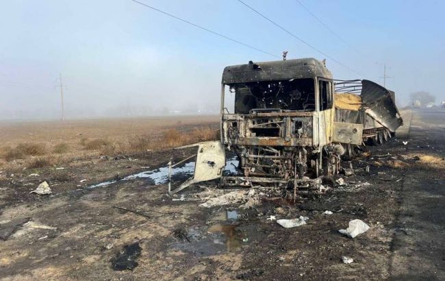 Russian drones strike Odesa region again, killing two and burning five trucks