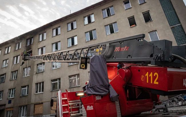 Kharkiv biotechnology university dormitory caught fire