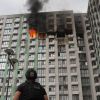 Russian drone attack sets 16-story building ablaze in Kyiv