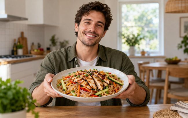 Chicken and vegetable glass noodles: Quick 25-minute lunch