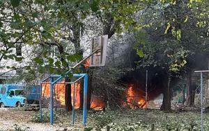 Russian drone hits apartment block in Kremenchuk, injuring 11, including three children