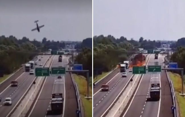 Plane сrashes near cars and bursts into flames: Terrifying highway accident in Italy