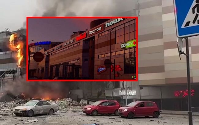 Shopping mall in Dnipro before and after Russian missile attack