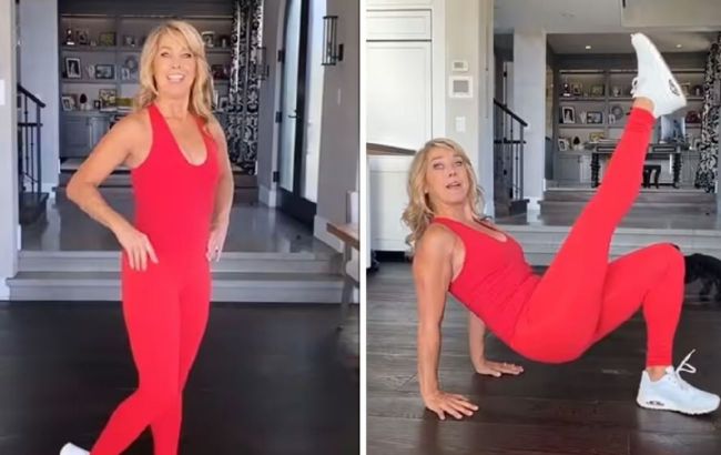 Fitness expert shows 3 exercises for slim and young body