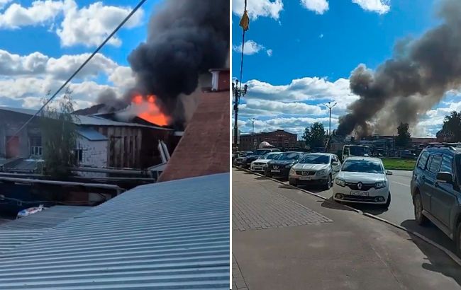 Fire burst out near Moscow at a warehouse with paint and varnish materials