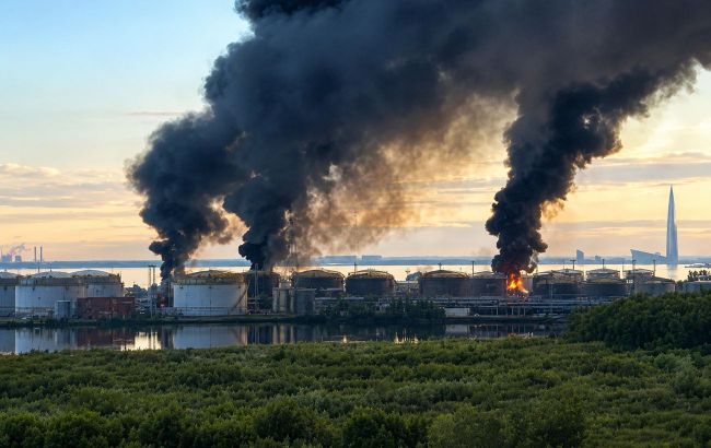 Ukrainian drone chief taunts 'put out Petersburg' as oil terminal burns ahead of Putin event