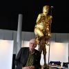 Gold-plated and holding golf club: Trump statue installed in European Parliament