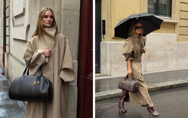 Statham's wife shows how to rock trench coats this rainy autumn