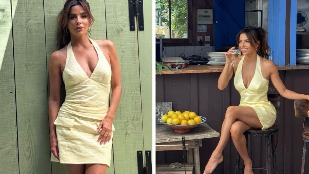 eva longoria short dress Eva Longoria Pert in Grey Mini at Charity Promo
