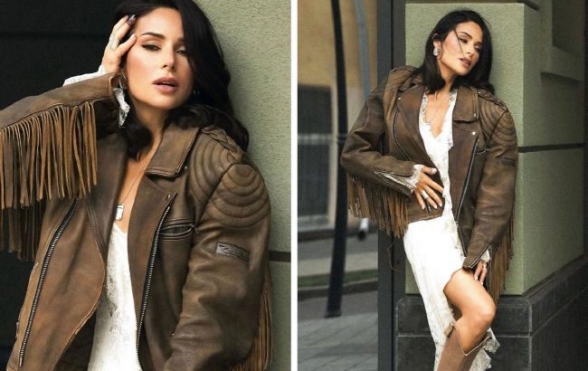 Perfect boho vibes: Ukrainian singer rocks fringe and cowboy boots for autumn