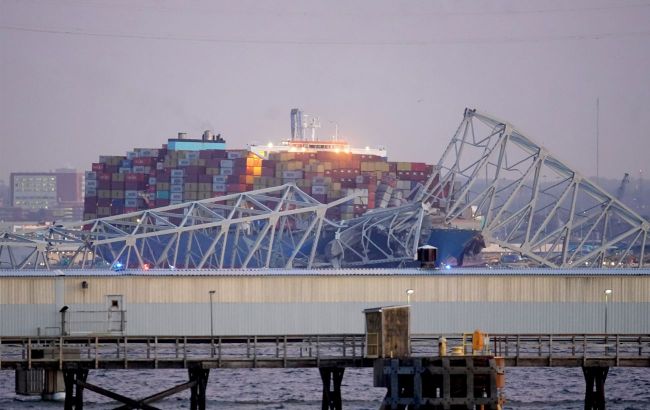 Large bridge collapses in Baltimore after being hit by ship