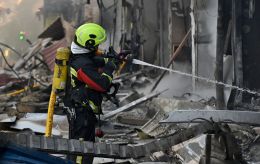 Russian attack sets off massive fire in Ukraine's Kyiv region