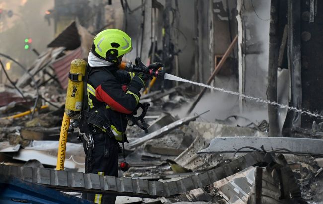 Russian attack sets off massive fire in Ukraine's Kyiv region
