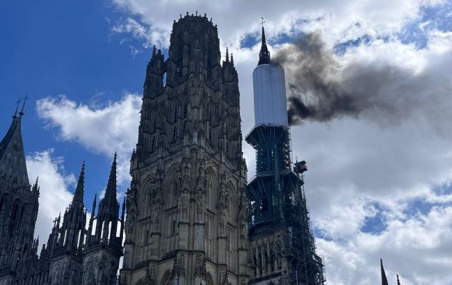 Famous Rouen cathedral in France catches fire