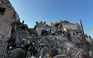 Russian strike hits Ukraine's Pryluky: Apt buildings destroyed, people searched for under rubble