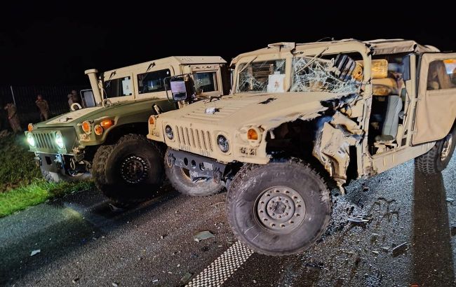 American military vehicles convoy involved in collision with minibus in Poland: Footage